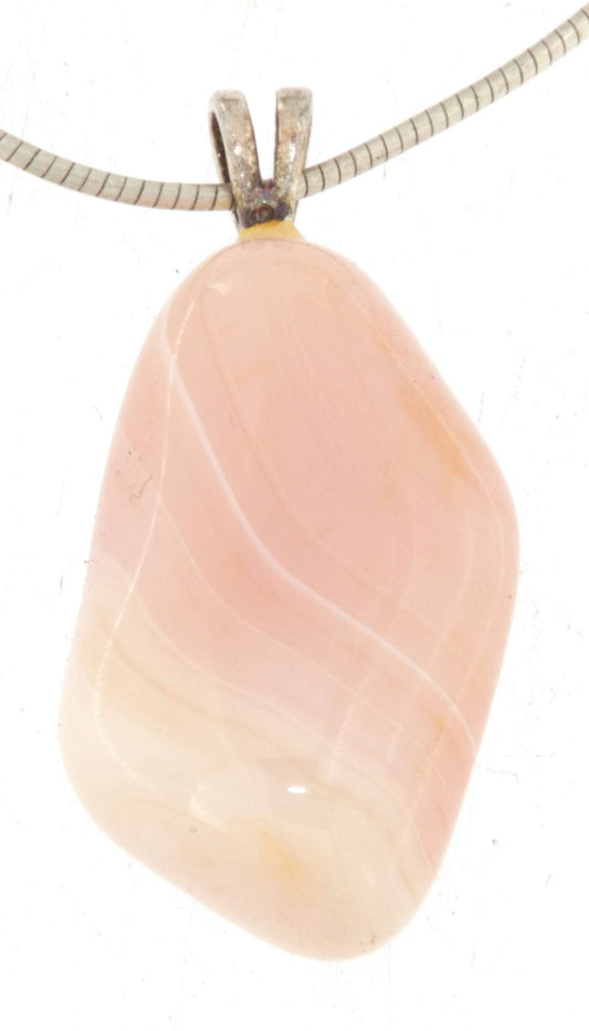 edler Freeform Aprikosenachat - Achat Trommelstein Edelstein Schmuck Ketten Anhänger - 925er Silberöse #5228