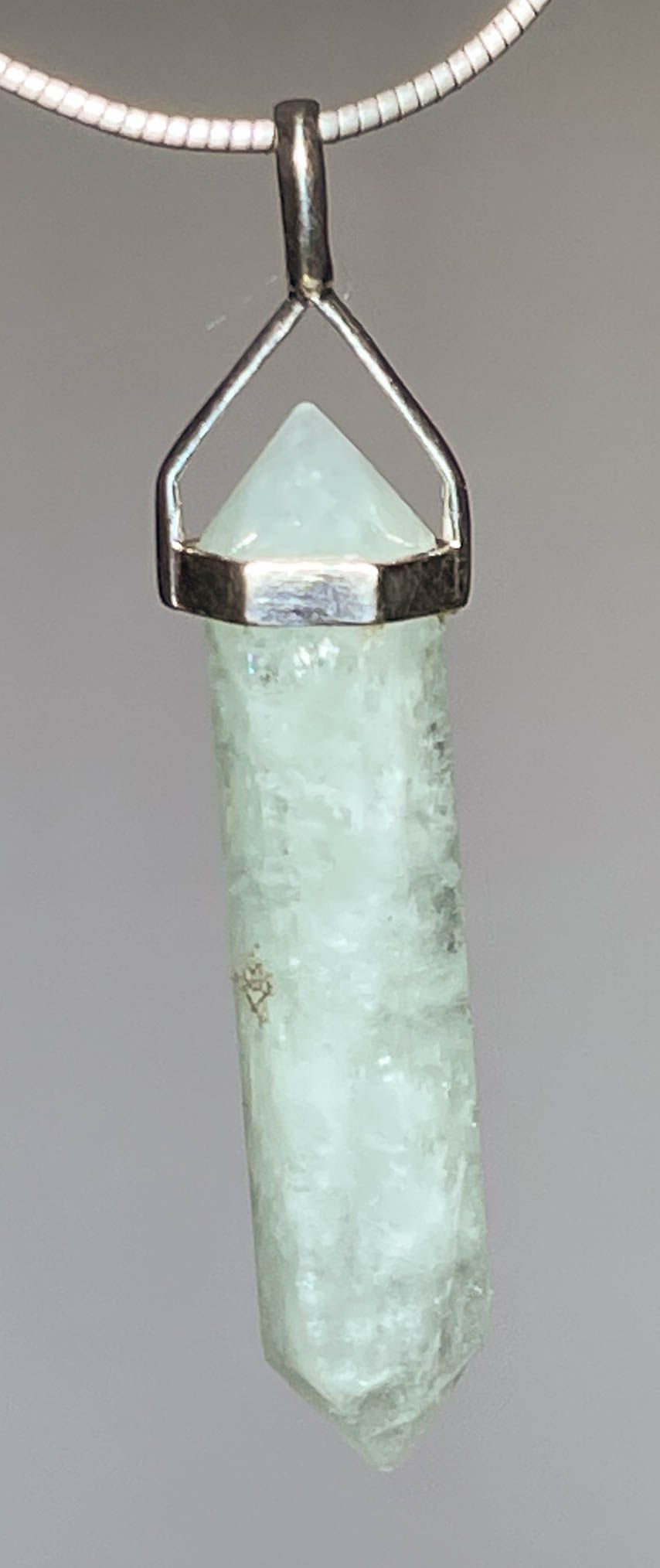 Aquamarin Trommelstein Edelstein Schmuck Ketten Anhänger mit 925er Silber Öse - A Qualität #5062