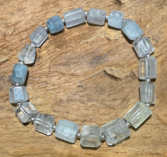 Aquamarin - Edelstein Armband - Beryll - Schmuck - 925er Silber - #7209