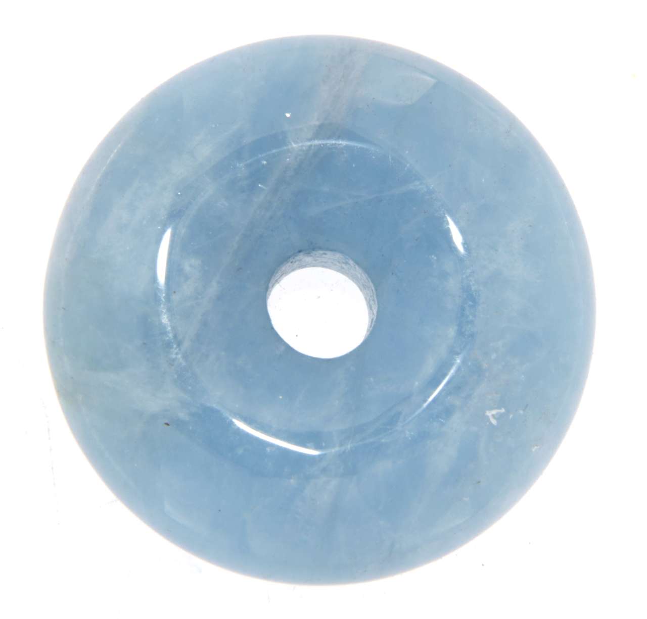 Aquamrin Donut - PI Scheibe - Edelstein Schmuck Ketten Anhänger 25mm - A Qualität #6351