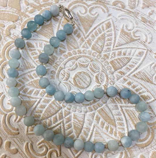 Aquamarin Edelstein Kette - Edelsteinkette - Collier - 925er Silber Schmuck #3103