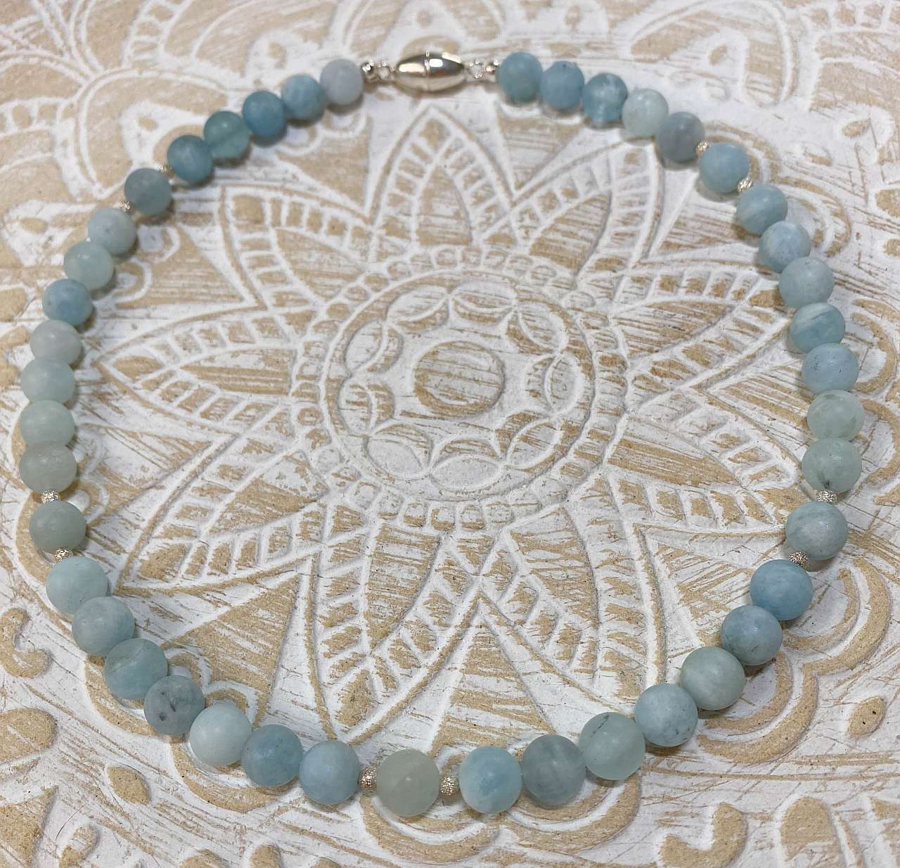 Aquamarin Edelstein Kette - Edelsteinkette - Collier - 925er Silber Schmuck #3103