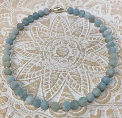 Aquamarin Edelstein Kette - Edelsteinkette - Collier - 925er Silber Schmuck #3103
