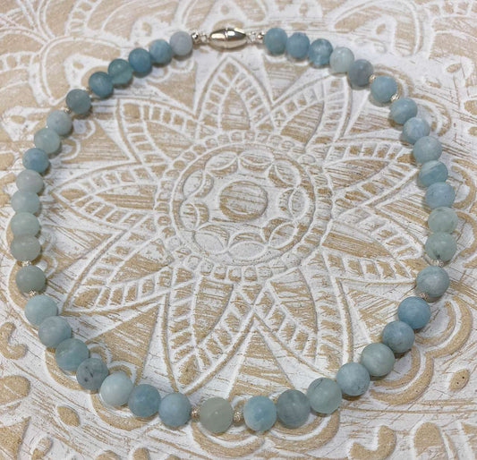 Aquamarin Edelstein Kette - Edelsteinkette - Collier - 925er Silber Schmuck #3103