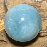 Aquamarin Kugel Anhänger 16mm - Trommelstein Schmuck Ketten Anhänger - Edelstein #8125
