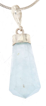 Aquamarin Trommelstein Edelstein Schmuck Ketten Anhänger mit 925er Silber Öse - A Qualität #7050