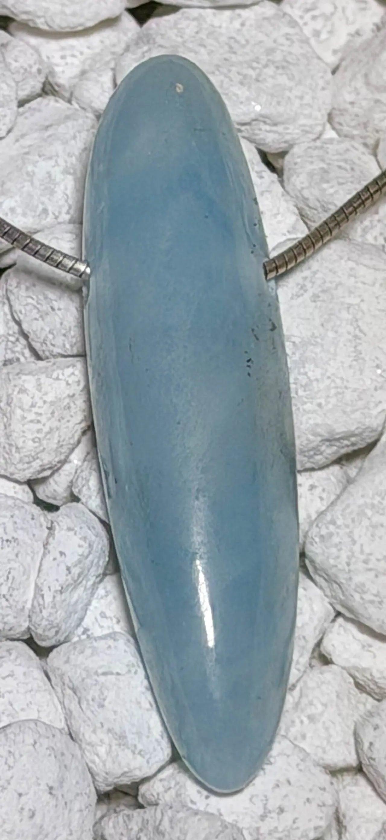 Aquamarin Trommelstein Edelstein Schmuck Ketten Anhänger - A Qualität #7350