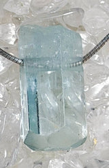Aquamarin Kristall Trommelstein Edelstein Schmuck Ketten Anhänger - A Qualität #2787