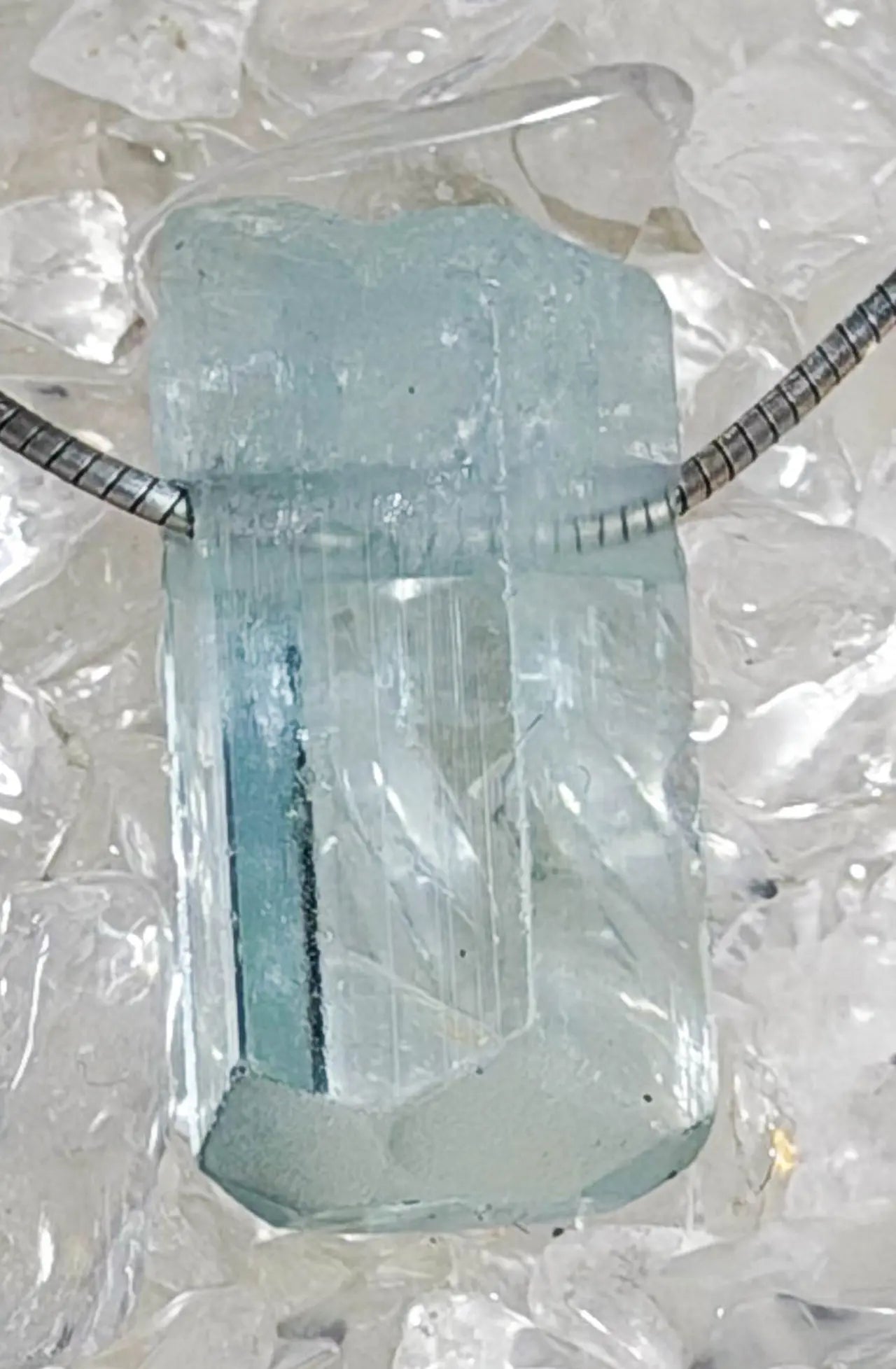 Aquamarin Kristall Trommelstein Edelstein Schmuck Ketten Anhänger - A Qualität #2787