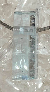 Aquamarin Trommelstein Edelstein Schmuck Ketten Anhänger #7217