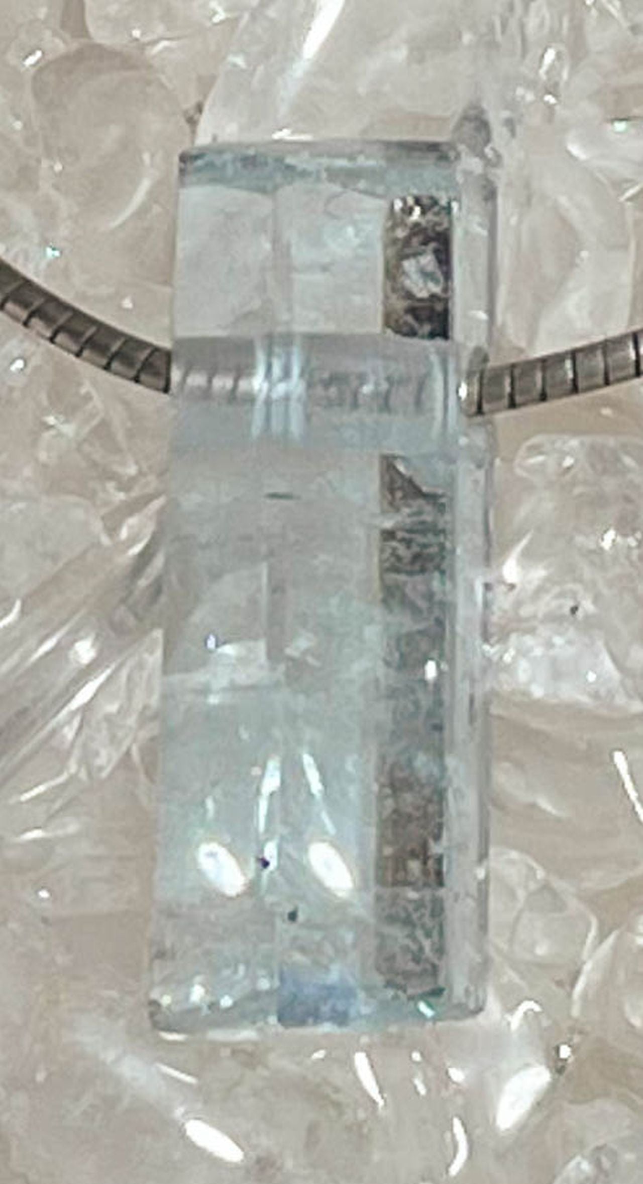 Aquamarin Trommelstein Edelstein Schmuck Ketten Anhänger #7217