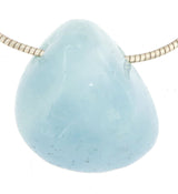 Colgante de aquamarina tamborileada, gema, joya para cadena - Calidad A #0179