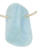 Aguamarina piedra rodada, gema, joya, colgante de collar - Calidad A #6179