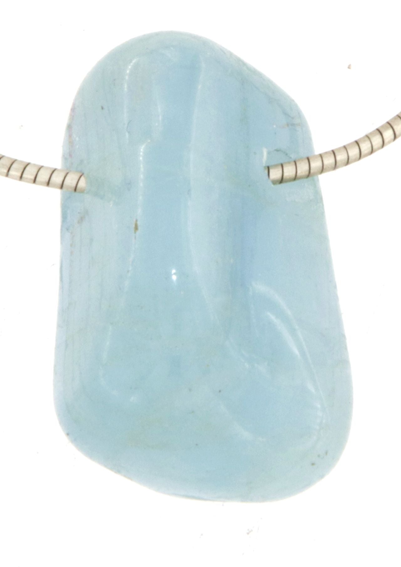 Aquamarin Trommelstein Edelstein Schmuck Ketten Anhänger - A Qualität #6179