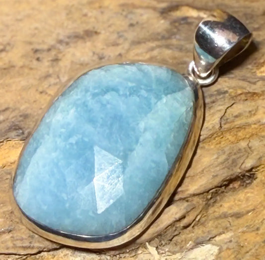 Aquamarin Schmuck Ketten Anhänger facettiert - Edelstein - Qualität - 925er Silber #0420