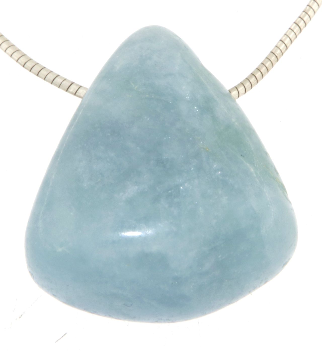 Aquamarin Trommelstein Edelstein Schmuck Ketten Anhänger - A Qualität #5363