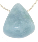 Aquamarine Tumbled Stone Gemstone Jewelry Chain Pendant - A Quality #5363