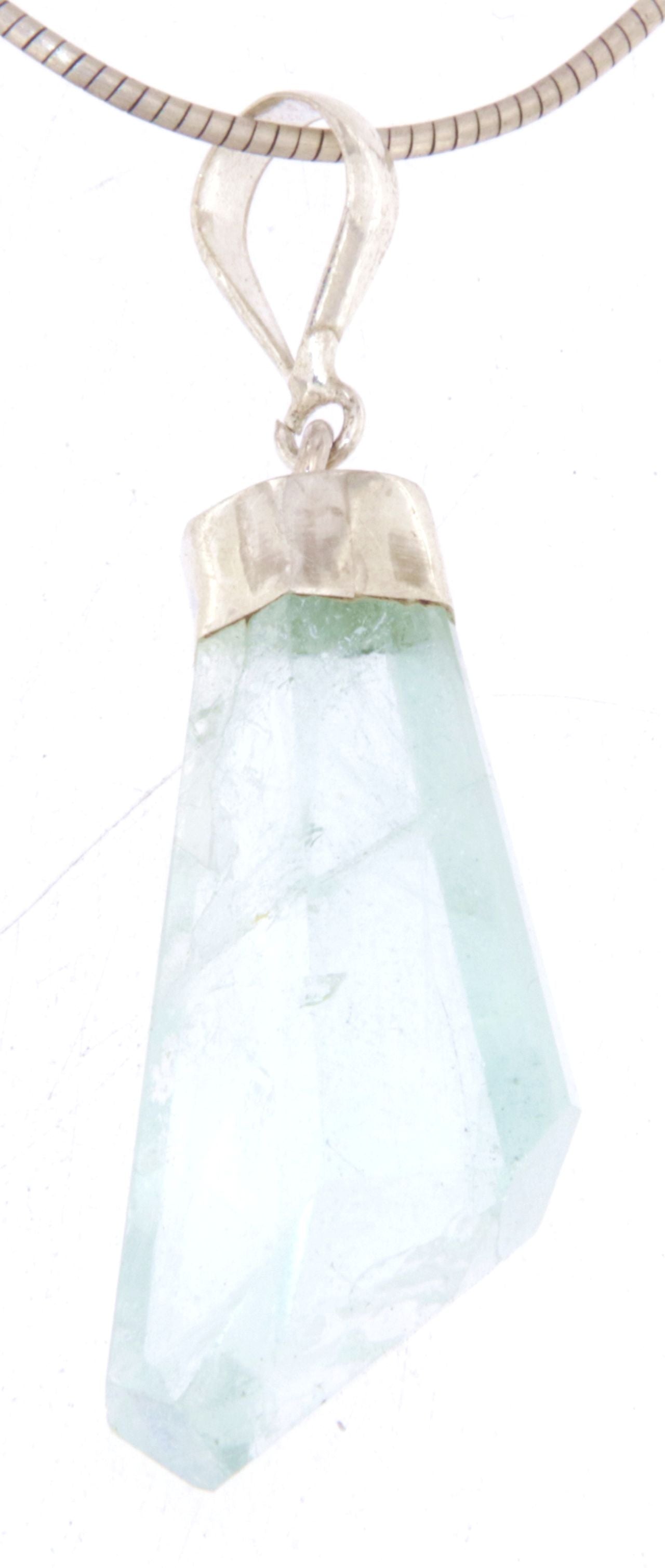 Aquamarin Trommelstein Edelstein Schmuck Ketten Anhänger mit 925er Silber Öse - A Qualität #7053
