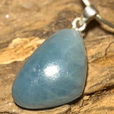 Aquamarin Cabochon Anhänger – Edelstein mit 925 Silberöse #8011 - seelensteinchen