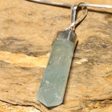 Aquamarine Tumbled Stone Gemstone Jewelry Chain Pendant with 925 Sterling Silver Eyelet - A Quality #7049