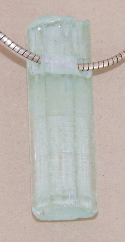 Aquamarin Kristall Trommelstein Edelstein - Schmuck Ketten Anhänger - A Qualität #5187