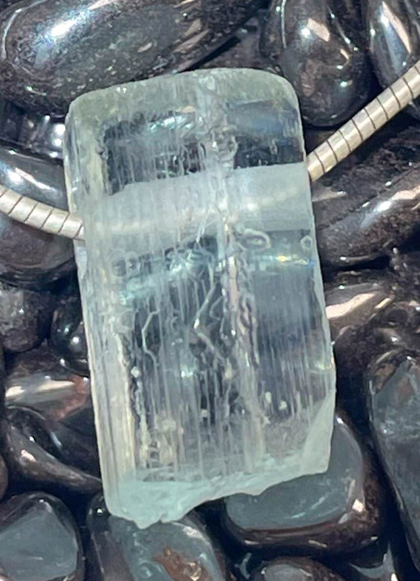 Aquamarin Trommelstein Edelstein Schmuck Ketten Anhänger - A Qualität #0067