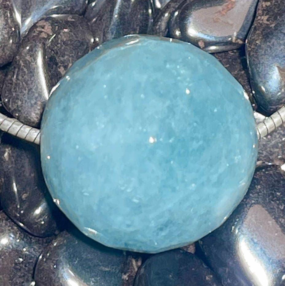 Aquamarin Kugel Anhänger 17mm facettiert - Trommelstein Schmuck Ketten Anhänger - Edelstein A Qualität #7141