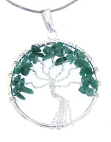 Lebensbaum Anhänger mit Aventurin - Edelstein - Baum des Lebens - A Qualität - Schmuck mit 925er Silber versilbert #6733