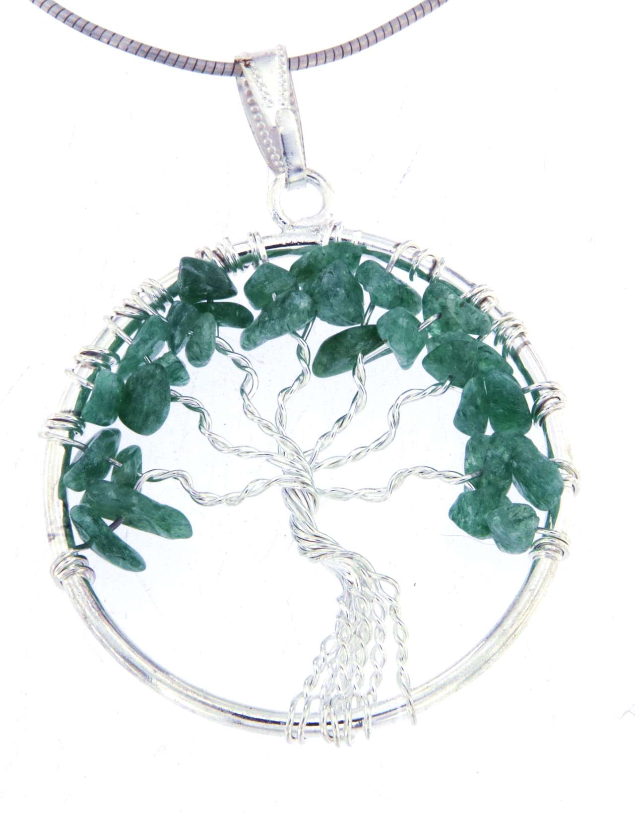Lebensbaum Anhänger mit Aventurin - Edelstein - Baum des Lebens - A Qualität - Schmuck mit 925er Silber versilbert #6733