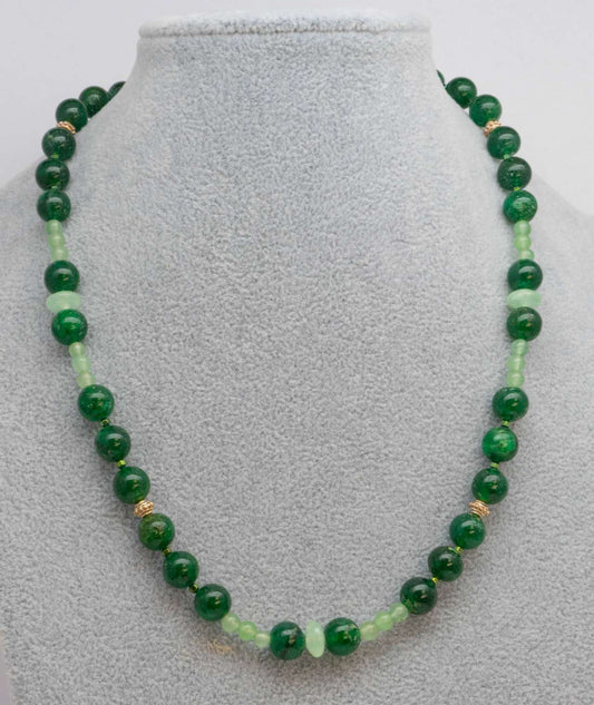 Edelstein Kette - Collier aus Aventurin - Prehnit - 925er Silber - Edelsteinkette #5819