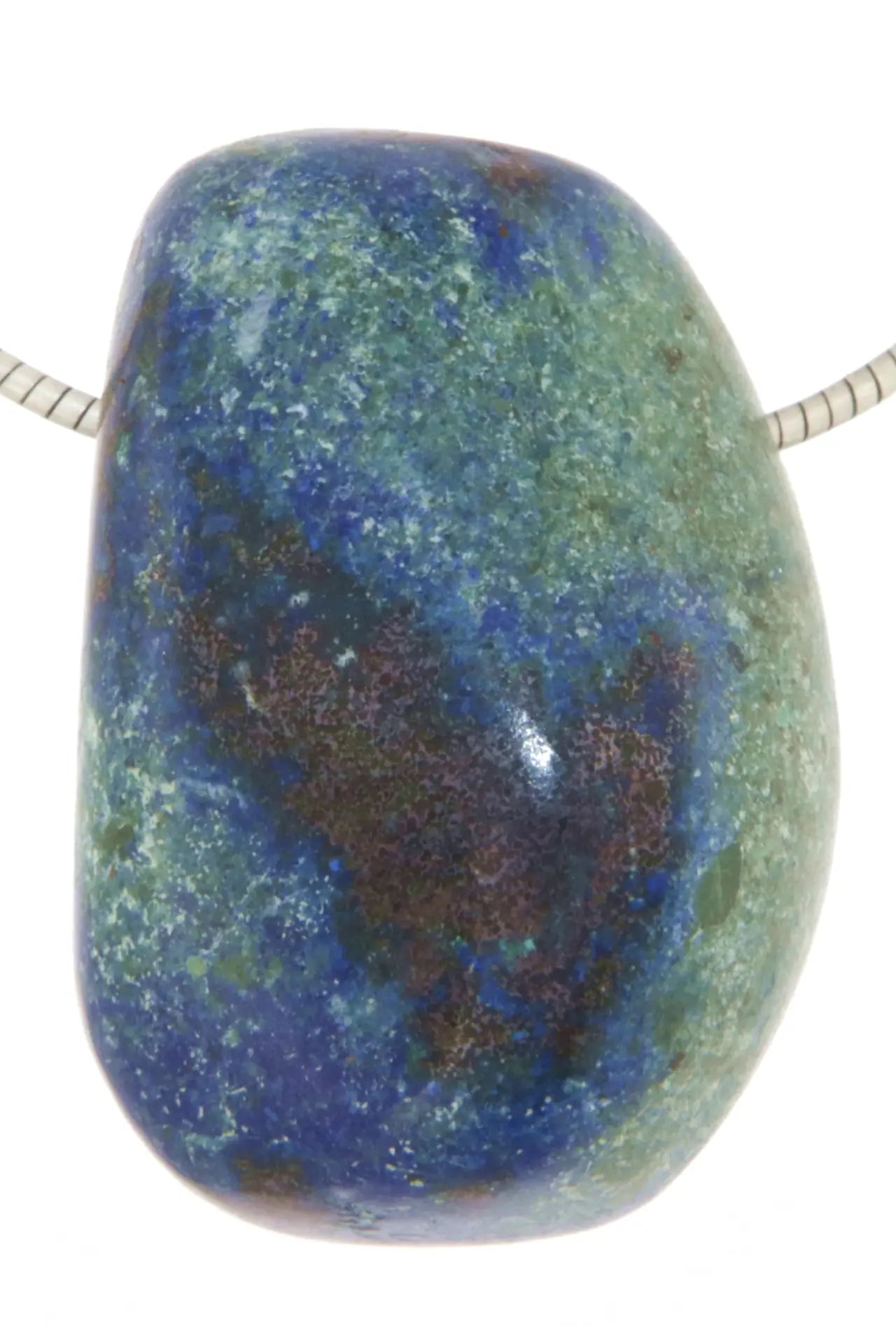 Azurit Trommelstein Edelstein Schmuck Ketten Anhänger - A Qualität #0492