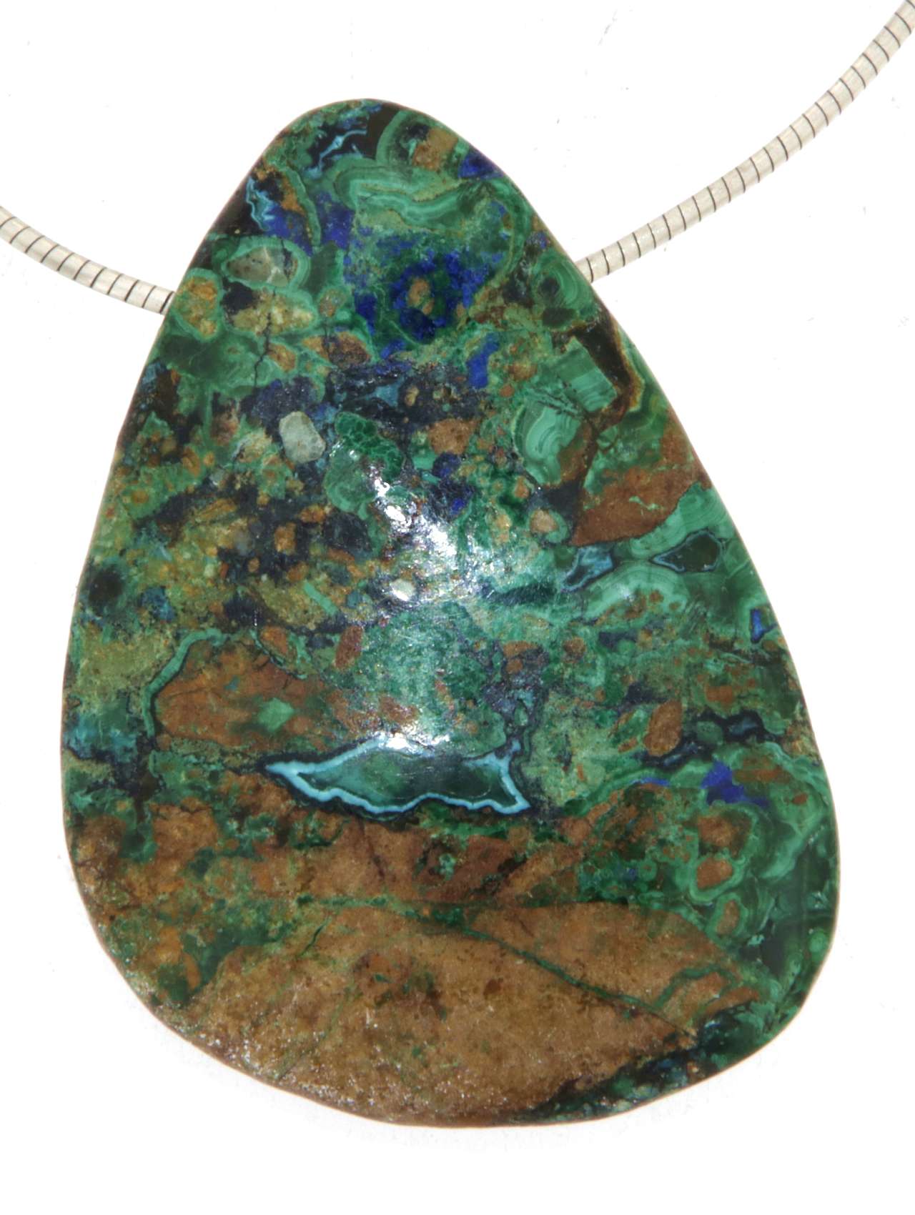 Azurit Malachit Trommelstein Schmuck Anhänger - A Qualität #2583