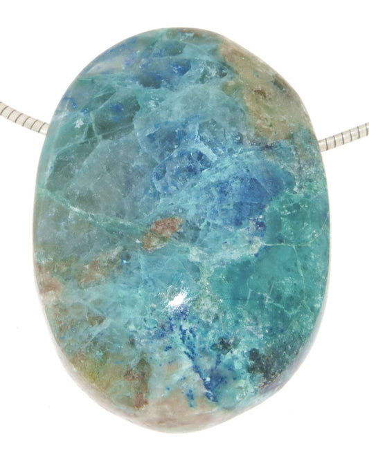 Azurit Malachit Trommelstein Edelstein Schmuck Ketten Anhänger - A Qualität #0201