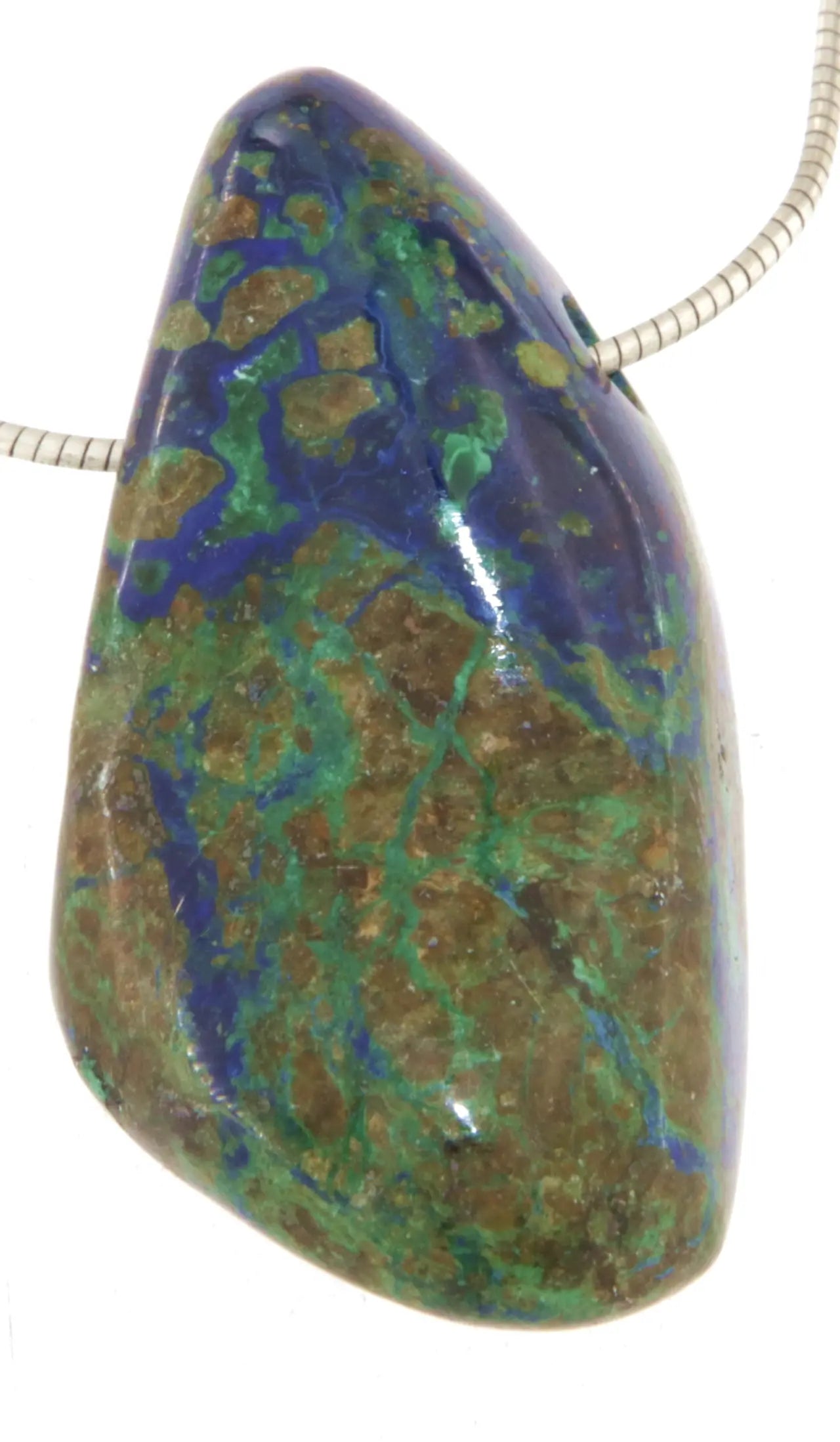 Azurit Malachit Trommelstein Edelstein Schmuck Ketten Anhänger - Sonderqualität #3153