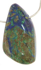Azurit Malachit Trommelstein Edelstein Schmuck Ketten Anhänger - Sonderqualität #3153
