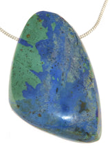 Colgante de azurita y malaquita, piedra rodada, joya, colgante de cadena, calidad A #0564