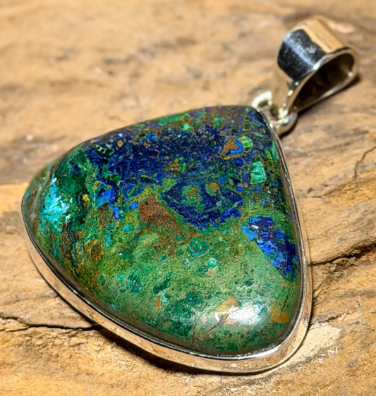 Azurit Malachit Schmuck Ketten Anhänger A Qualität - 925er Silber #4077