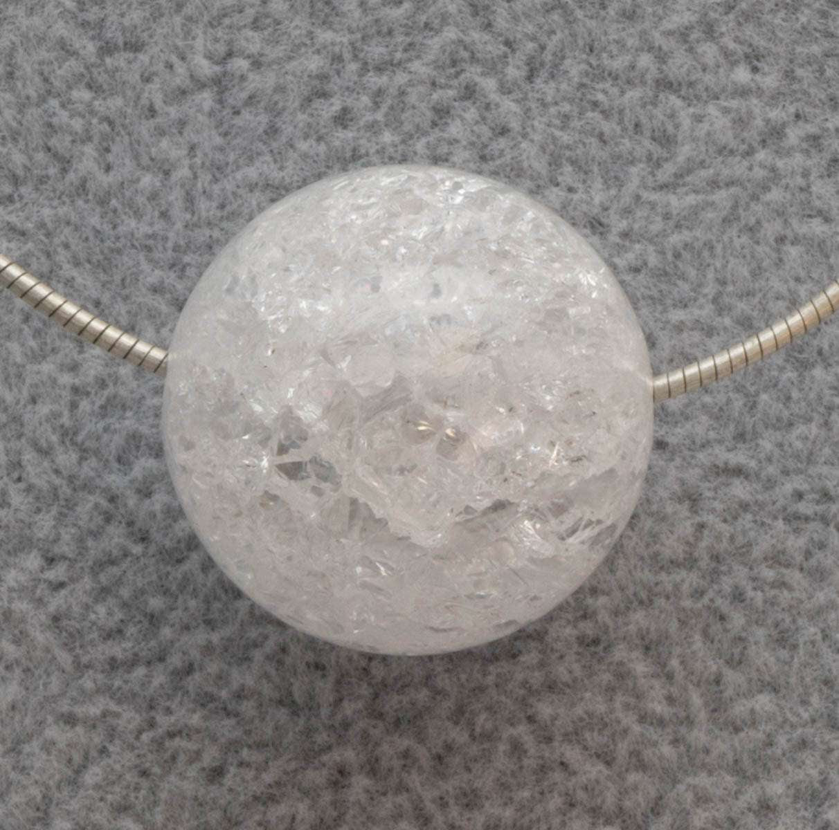 Bergkristall gecracked Kugel Anhänger 20mm - Trommelstein Anhänger - Edelstein A Qualität #6115