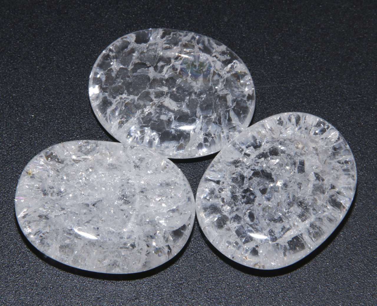 Bergkristall gecracked - Edelstein - Trommelstein - Scheibenstein - Handschmeichler - A Qualität #6481