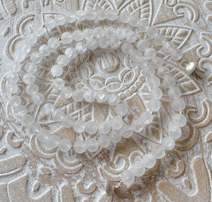 Bergkristall Edelstein Kette mit - Collier - mattiert - 925er Silber #5290