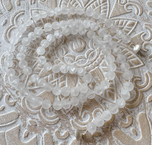 Bergkristall Edelstein Kette mit - Collier - mattiert - 925er Silber #5290