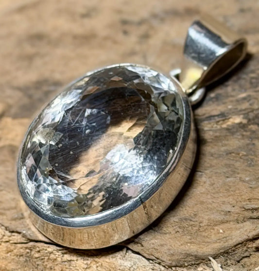 Bergkristall Edelstein Schmuck Ketten Anhänger facettiert A Qualität - 925er Silber #7417