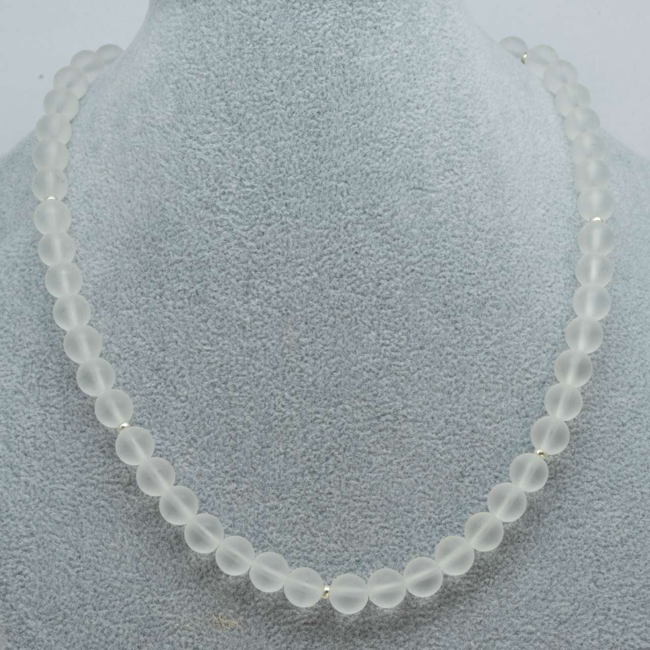 Bergkristall mattiert Edelstein Schmuck Kette - Collier - Edelsteinkette - 925er Silber #6075 - seelensteinchen
