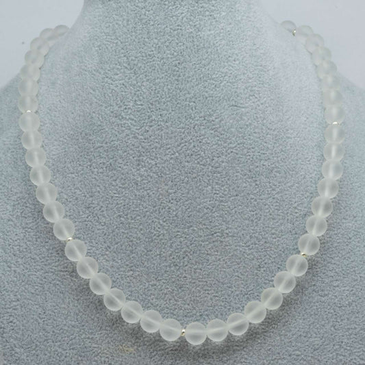 Bergkristall mattiert Edelstein Schmuck Kette - Collier - Edelsteinkette - 925er Silber #6075 - seelensteinchen