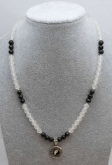 Schungit - Bergkristall Yin Yang Edelstein Kette - Collier - 925er Silber - Edelsteinkette #5786