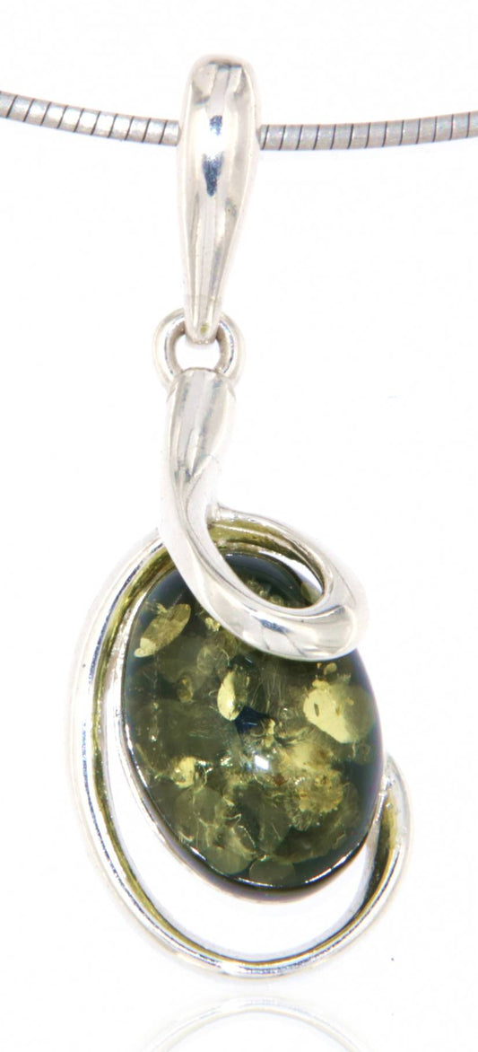 Anhänger Bernstein grün A Qualität - 925er Silber #5087