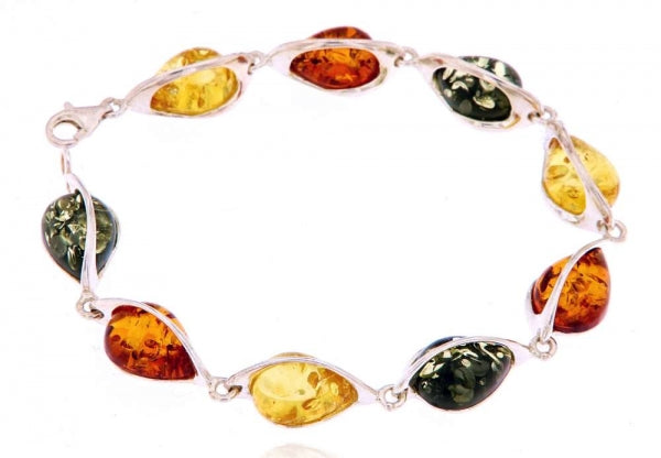 edles Bernstein Edelstein Armband - 925er Silber #5029