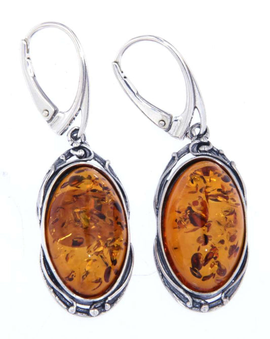 Ohrringe mit Bernstein - A Qualität - 925er Silber Schmuck #5797