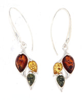 Amber Earrings - Multicolor - A Quality - 925 Silver Jewelry #5532