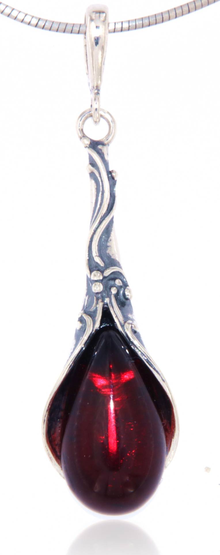 Bernstein Schmuck Ketten Anhänger rot A Qualität - 925er Silber #5077